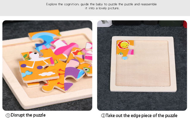 Nowa drewniana układanka 3D dla dzieci - 9 sztuk z kreskówkowymi zwierzętami - Wianko - 3