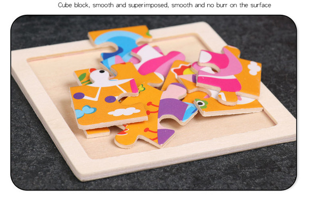 Nowa drewniana układanka 3D dla dzieci - 9 sztuk z kreskówkowymi zwierzętami - Wianko - 8