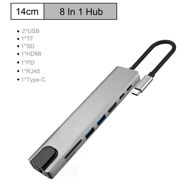 USB C Hub type-c 3.1 do 4K HDMI RJ45 USB czytnik kart SD/TF PD szybkie ładowanie 8-w-1 stacja dokująca USB MacBook Air Pro PC HUB - Wianko - 11
