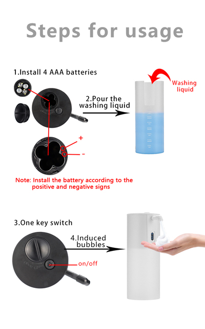 Dozownik mydła automatyczny naścienny 1 szt. z wyświetlaczem LED, wodoodporny, zasilany przez USB lub akumulator.+ - Wianko - 12