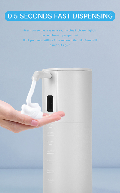 Dozownik mydła automatyczny naścienny 1 szt. z wyświetlaczem LED, wodoodporny, zasilany przez USB lub akumulator.+ - Wianko - 15