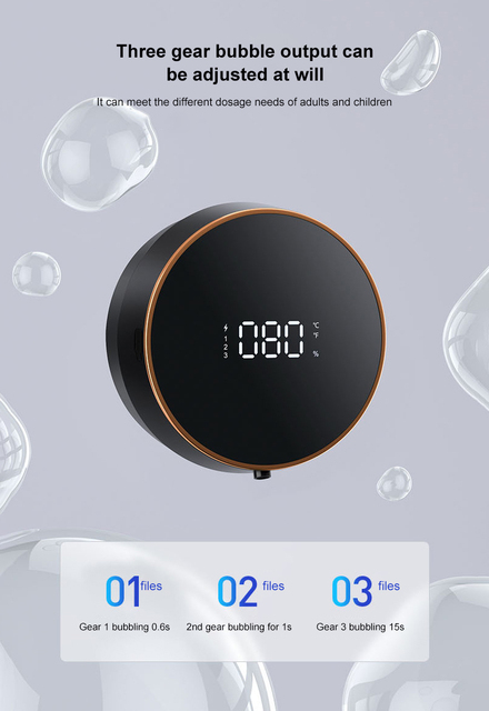 Dozownik mydła automatyczny naścienny 1 szt. z wyświetlaczem LED, wodoodporny, zasilany przez USB lub akumulator.+ - Wianko - 4