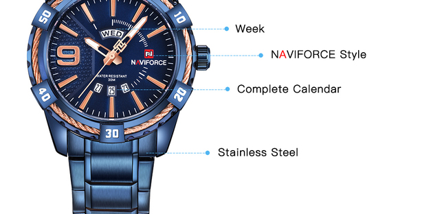 Naviforce - Męski zegarek kwarcowy wodoodporny biznesowo-sportowy - Wianko - 5