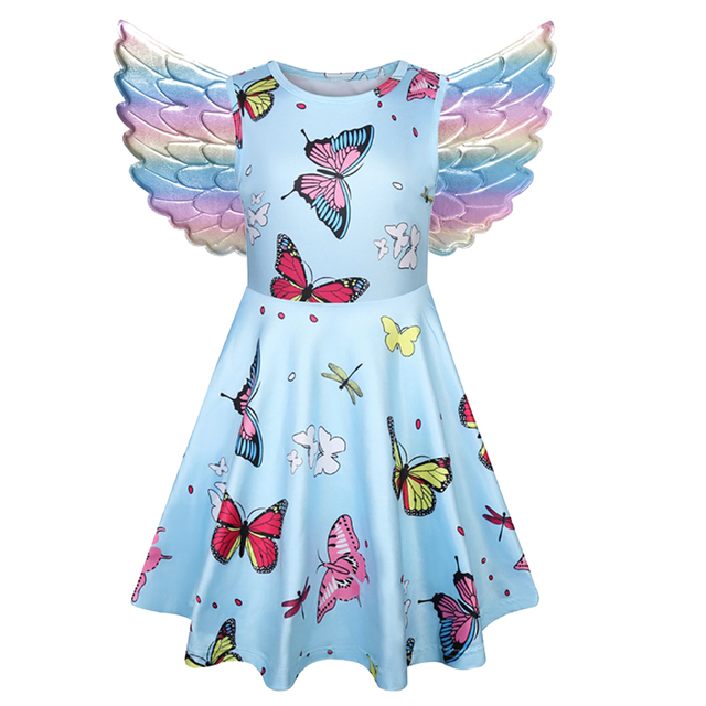 Dziewczęca sukienka letnia z motywem motyla dla dzieci w wieku 4-9 lat - Wianko - 4