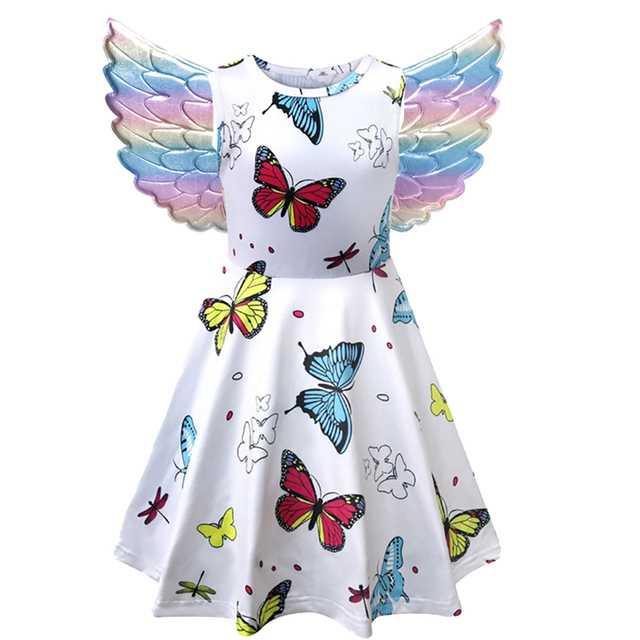 Dziewczęca sukienka letnia z motywem motyla dla dzieci w wieku 4-9 lat - Wianko - 2