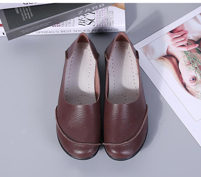 Damskie buty typu flats: Okrągła główka, jednolity kolor, miękka podeszwa, wytrzymałe skórzane szwy, styl Vintage - Wianko - 38