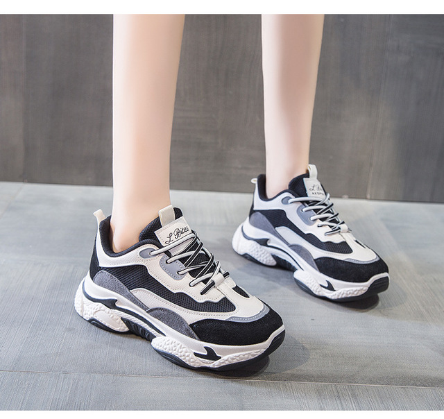Damskie białe platformy Chunky Sneakers 2022 - buty designerskie sportowe z siatkowym wykończeniem - Wianko - 11