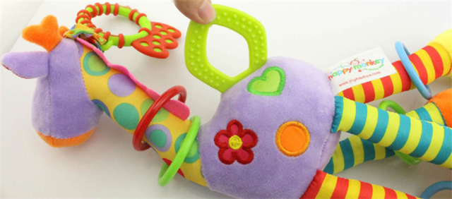 Pluszowy wózek zabawki dla noworodka z grzechotkami, wiszącymi motywami zwierząt i edukacyjnym dzwonkiem - Wianko - 8