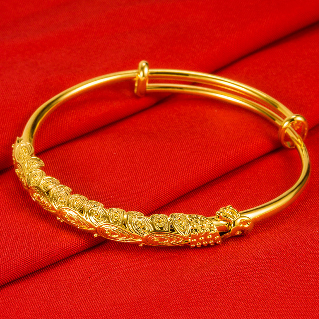 Bransoletka złota 3D z motywem pawiego ogona - prezent na rocznicę dla kobiet - Wianko - 3
