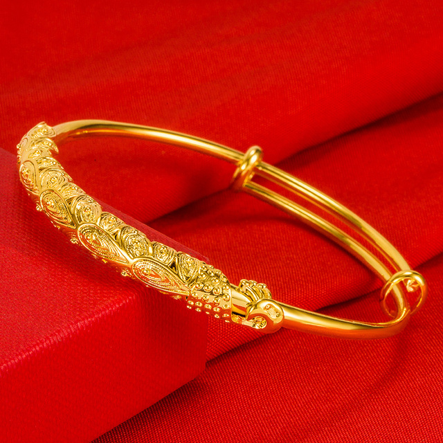 Bransoletka złota 3D z motywem pawiego ogona - prezent na rocznicę dla kobiet - Wianko - 5