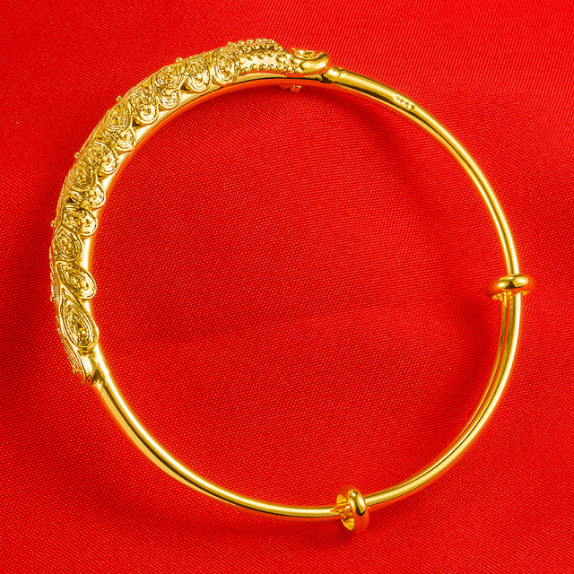 Bransoletka złota 3D z motywem pawiego ogona - prezent na rocznicę dla kobiet - Wianko - 4