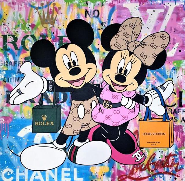 Obrazy na płótnie Disney Cartoon Graffiti luksusowe myszka miki Minnie - obrazy na ścianę pokój dziecięcy - Wianko - 8