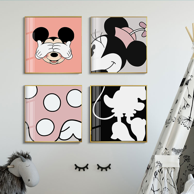 Obrazy na płótnie Disney Cartoon Graffiti luksusowe myszka miki Minnie - obrazy na ścianę pokój dziecięcy - Wianko - 4
