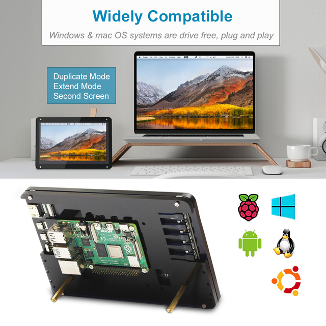 Monitor LCD 7 cali, dotykowy ekran, rozdzielczość 800x480, obsługujący Raspberry Pi, Banana Pi i system Windows - Wianko - 7