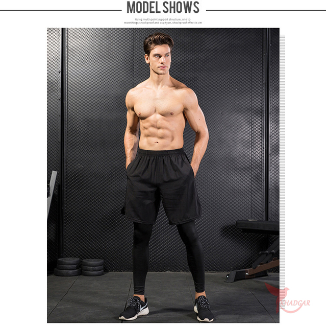 2019 Nowe szorty i legginsy 2 w 1: mężczyźni, szybkie suche elastyczne spodnie do biegania, oddychające, kulturystyka, Gym, fitness - Wianko - 5