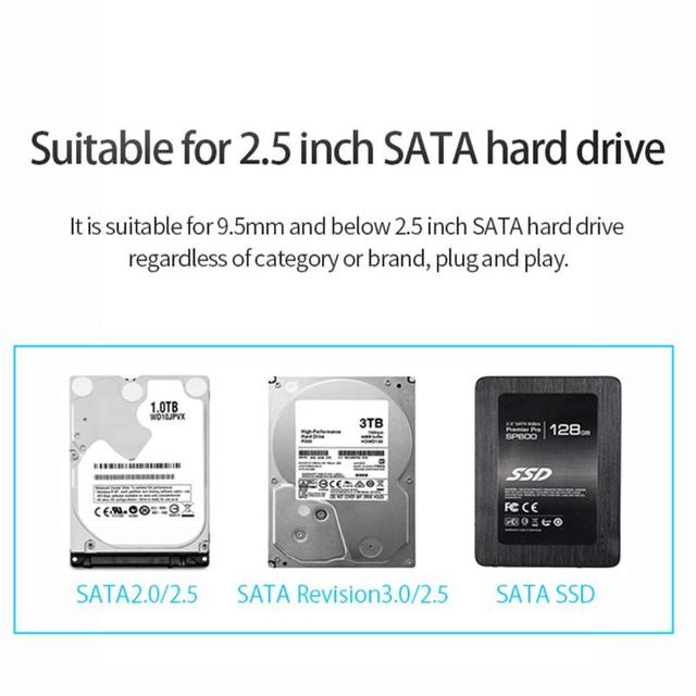 Obudowa dysku twardego ORICO 2.5 Cal SSD SATA do USB 3.0 o prędkości 5 Gb/s, pojemność 2TB, przeźroczysta - Wianko - 11