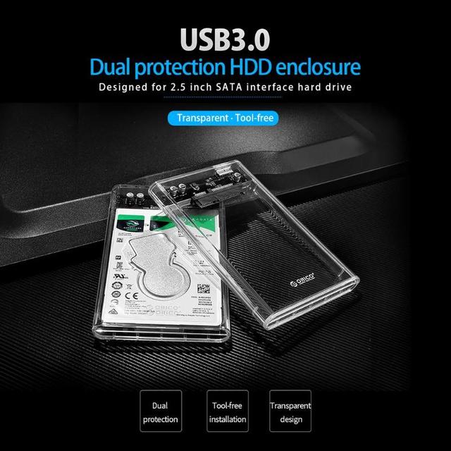 Obudowa dysku twardego ORICO 2.5 Cal SSD SATA do USB 3.0 o prędkości 5 Gb/s, pojemność 2TB, przeźroczysta - Wianko - 4