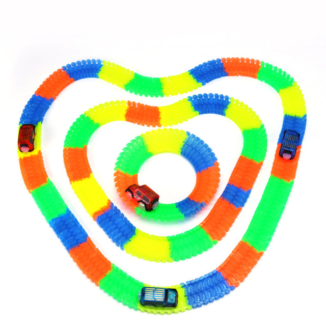 Magiczne, świecące elastyczne tory kolejowe dla dzieci - zestaw samochodów, wyścigi LED, latarka, DIY zabawki, lat 3+, prezent - Wianko - 2