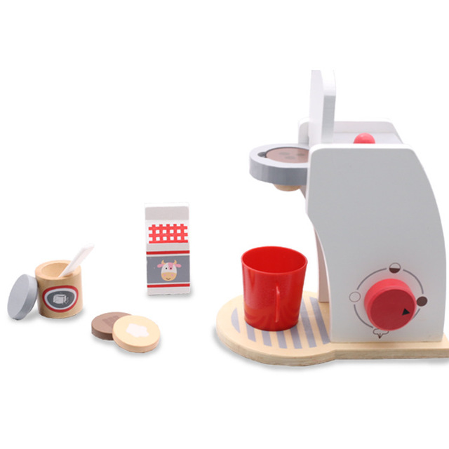 Drewniana zabawkowa kuchnia 3D dla dzieci: ekspres do kawy, toster i domek do zabawy - Wianko - 7