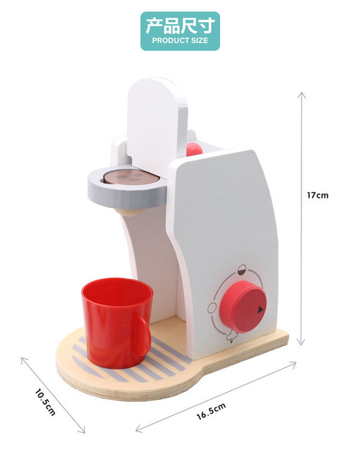 Drewniana zabawkowa kuchnia 3D dla dzieci: ekspres do kawy, toster i domek do zabawy - Wianko - 8