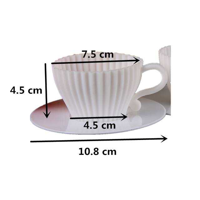 Zestaw 4 sztuk silikonowych foremek na muffinki + spodek do pieczenia ciasta - herbatni filiżanki (D783) - Wianko - 1