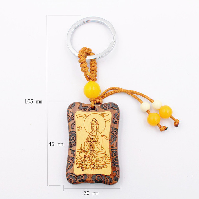Brelok do kluczyków z drewnianą gruszką - zawieszka na torby z boginią miłosierdzia - prezenty, charms 228 - Wianko - 7
