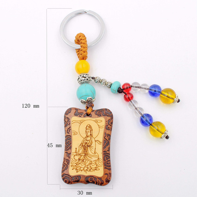 Brelok do kluczyków z drewnianą gruszką - zawieszka na torby z boginią miłosierdzia - prezenty, charms 228 - Wianko - 6