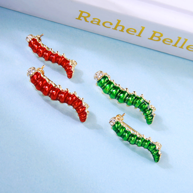 Emaillierter Schmetterlingskäfer mit grünen Kristallen, 2-teiliges Set - elegante goldene Modesweater-Broschen für Frauen - Geschenk - Wianko - 1