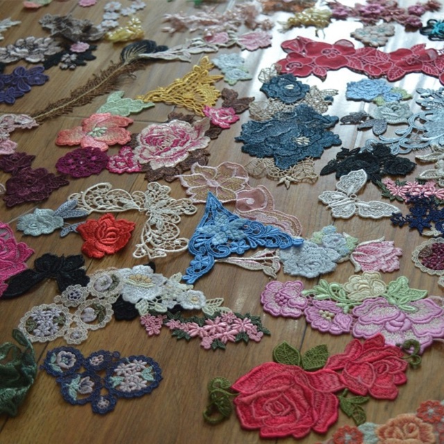Wenecja szycia sukienka w kwiaty z łatkami koronkowymi - 20 sztuk, różnorodne kolory i wzory - Wianko - 2