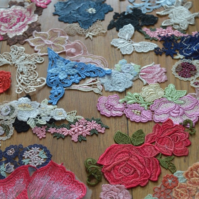 Wenecja szycia sukienka w kwiaty z łatkami koronkowymi - 20 sztuk, różnorodne kolory i wzory - Wianko - 4