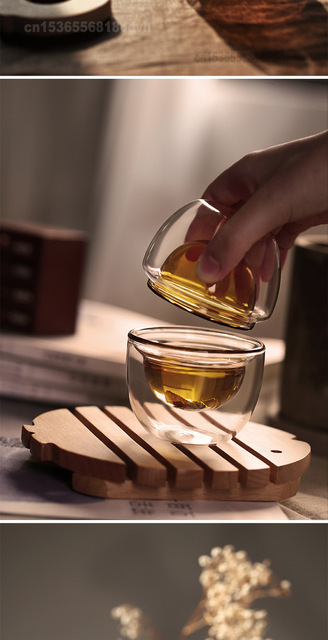 Podwójne szklane kieliszki do jajek z Japonii przeciw poparzeniom - kreatywny zestaw herbaty Kung Fu - Wianko - 2