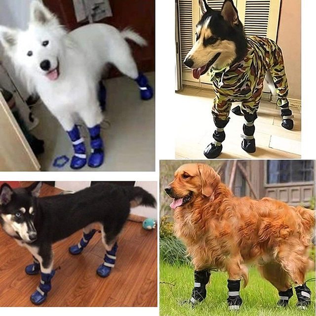 Zimowe buty dla dużego psa - trwałe, wodoodporne, wygodne, regulowane, odblaskowe, antypoślizgowe z gumowymi podeszwami - Wianko - 5