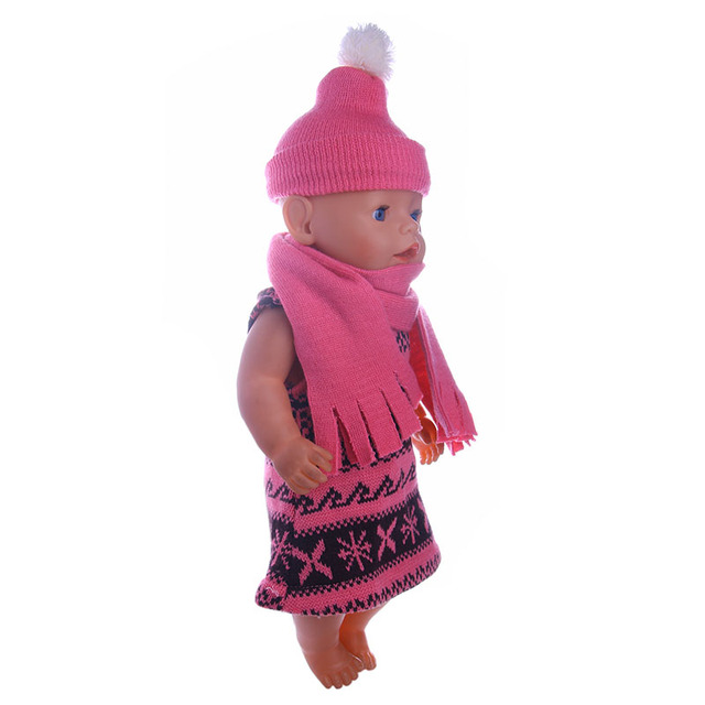 Akcesoria dla lalek: Ubranka - Kapelusz i Szalik 18 Cal - Amerykańska lalka & 43 Cm noworodek - Zabawka na Boże Narodzenie - Wianko - 7