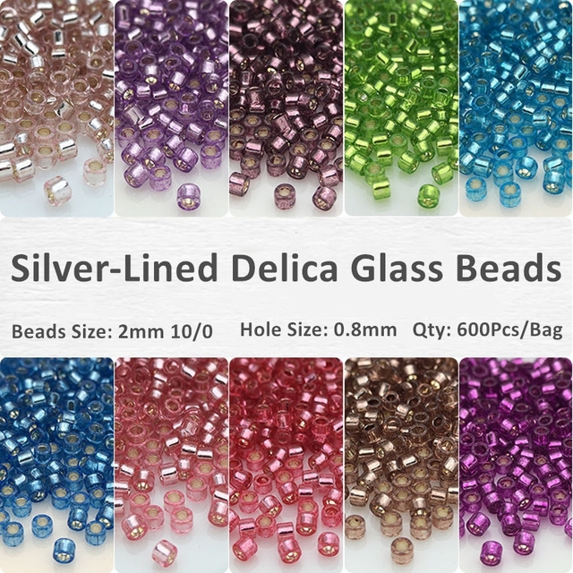600 sztuk 2mm Delica Silver Lined szklane koraliki 10/0 jednolity okrągły element dystansowy - Wianko - 2