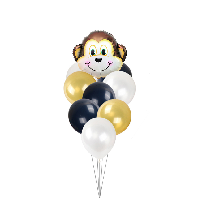 9-częściowy latexowy balon dekoracyjny 12 cali z motywem zwierząt: małpa, krowa, tygrys, lew, zebra, idealny do baby shower i urodzinów - Wianko - 2