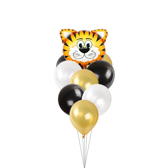 9-częściowy latexowy balon dekoracyjny 12 cali z motywem zwierząt: małpa, krowa, tygrys, lew, zebra, idealny do baby shower i urodzinów - Wianko - 3