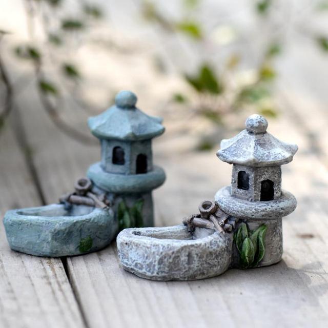 Tytuł: Figurka miniaturowego ogrodzenia wieży z żywicy do dekoracji domowej w stylu bajkowego ogrodu - Wianko - 9