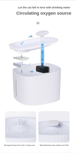 Automatyczna fontanna dla kotów 3L - podajnik wody o dużej pojemności z filtrem i wyciszonym działaniem - Wianko - 10