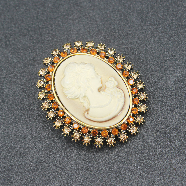 Elegancka broszka Vintage Queen Cameo z wstążką w kształcie kokardki dla kobiet - czarna perła na broszce do stanika lub płaszcza - Wianko - 3