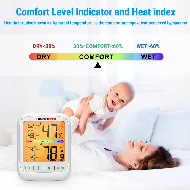 Bezprzewodowy termometr i higrometr cyfrowy ThermoPro TP359 - monitor temperatury i wilgotności - Wianko - 7