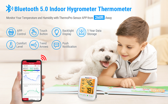 Bezprzewodowy termometr i higrometr cyfrowy ThermoPro TP359 - monitor temperatury i wilgotności - Wianko - 1