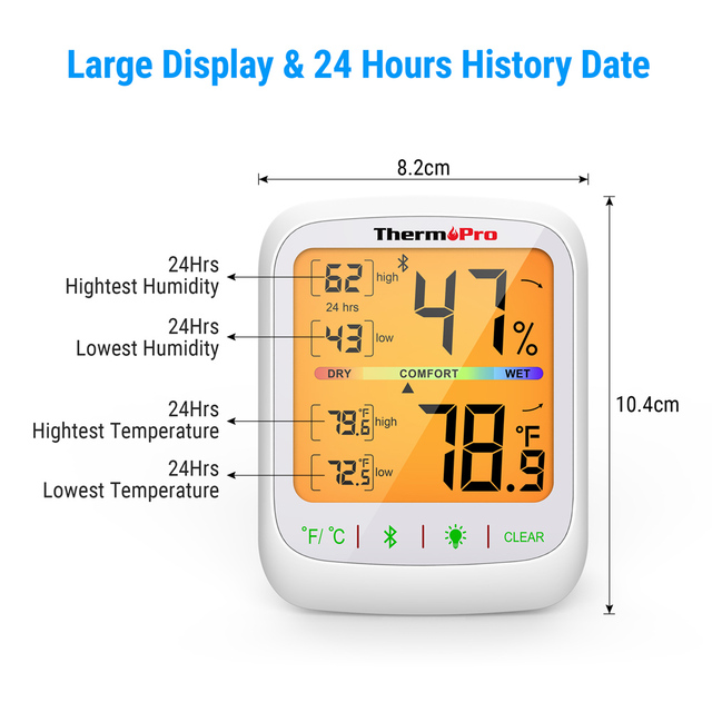 Bezprzewodowy termometr i higrometr cyfrowy ThermoPro TP359 - monitor temperatury i wilgotności - Wianko - 5