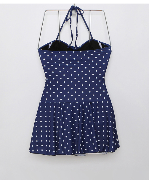 Nowa sukienka kąpielowa 2021 lato w ciemnym niebieskim kolorze z białymi kropkami - Wianko - 12