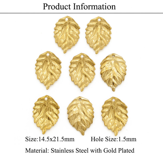 Złoty wisiorek Dropwater w kształcie liścia, 3 sztuki/partia, wykonany z 100% stali nierdzewnej - biżuteria DIY z urokiem i fabryczną ceną - Wianko - 3