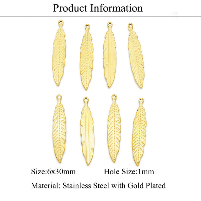 Złoty wisiorek Dropwater w kształcie liścia, 3 sztuki/partia, wykonany z 100% stali nierdzewnej - biżuteria DIY z urokiem i fabryczną ceną - Wianko - 15