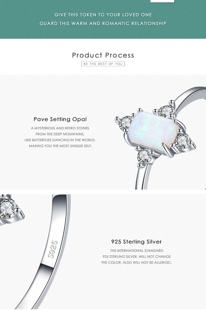 Pierścionek Shining Crown Opal z prawdziwego srebra 925 dla kobiet - klasyczna i luksusowa ozdobna biżuteria - Wianko - 3