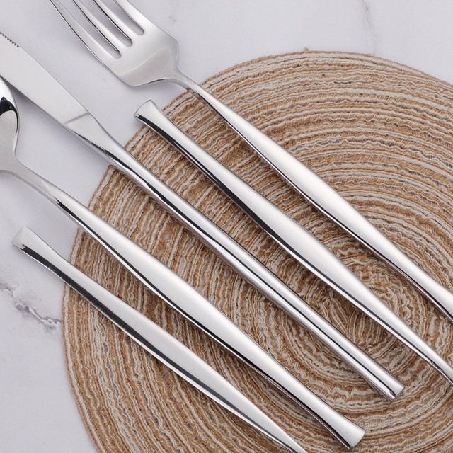 Zestaw naczyń obiadowych stal nierdzewna 16 sztuk noże widelec łyżka luksusowe sztućce zmywarka - Wianko - 4
