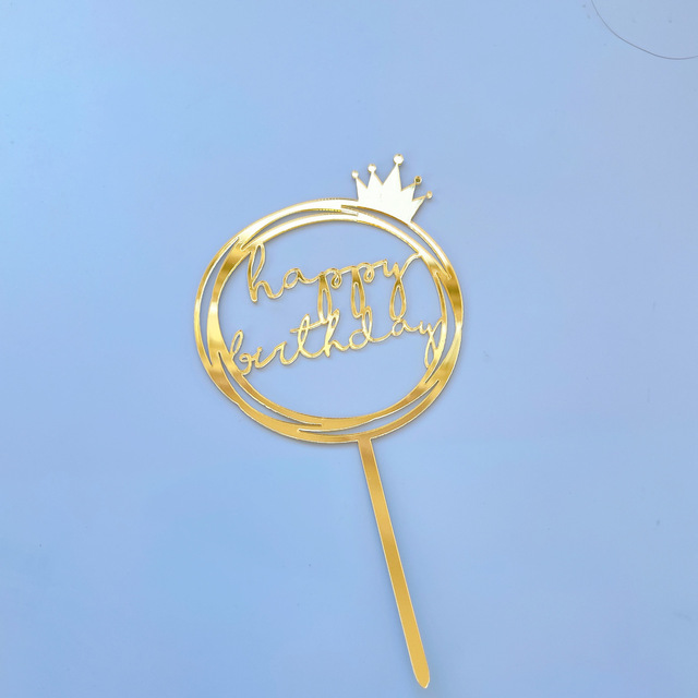 Akrylowy dekorator tortu - złota prosta litera, serce, korona - baby shower, urodziny, pieczenie party - Wianko - 5