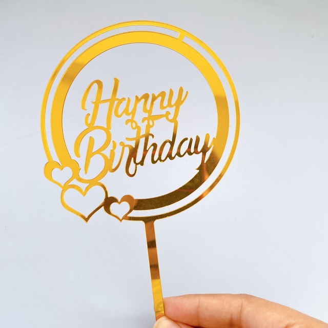 Akrylowy dekorator tortu - złota prosta litera, serce, korona - baby shower, urodziny, pieczenie party - Wianko - 10