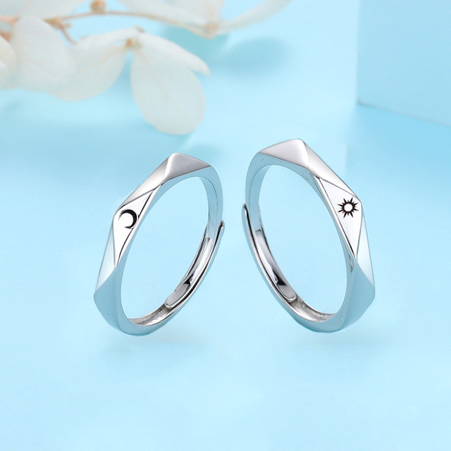 Zestaw pierścionków Sun Moon Lover dla par - modny i klasyczny, obietnica zaręczyn, biżuteria dla mężczyzn i damskie - idealne prezenty walentynkowe - Wianko - 11